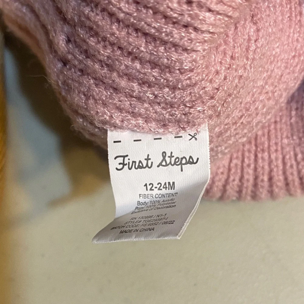 BearPaw Pink Cable-Knit Hat with Pom Poms & Matching Mittens